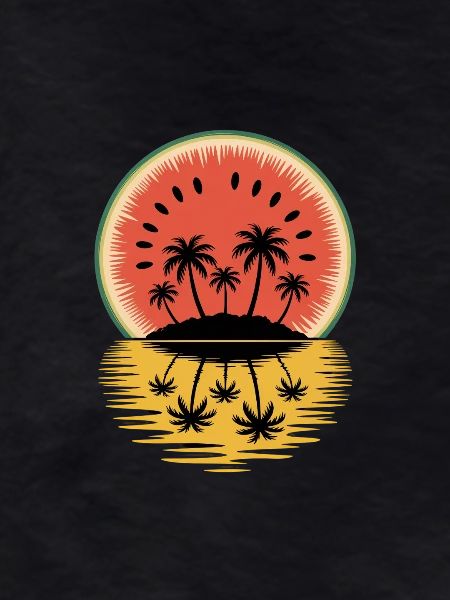 Sunset Island Palm Trees Reflection