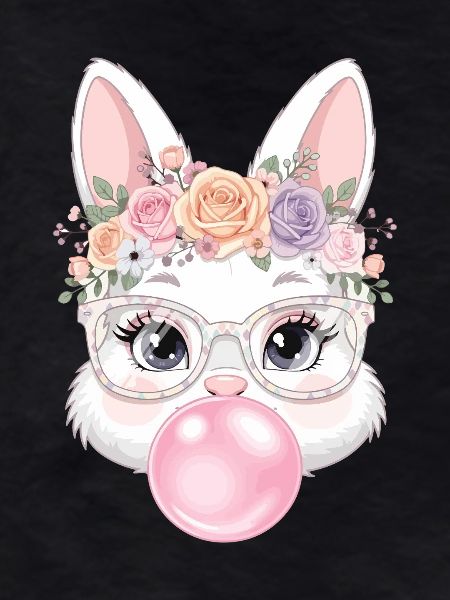 Flower wreath bunny with glasses