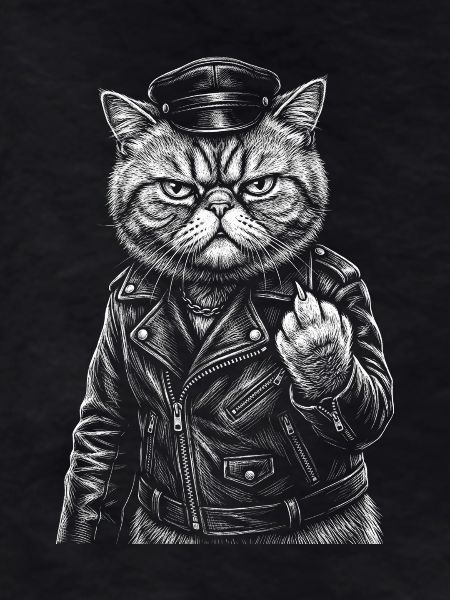 Grim cat biker look