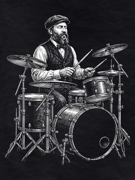 James A. plays drums
