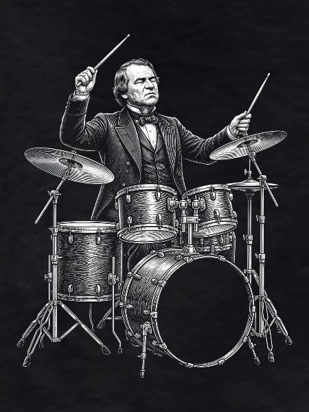 Andrew Johnson plays drums