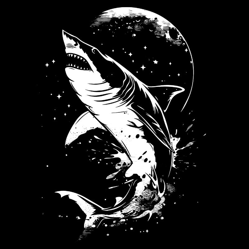 Requin Lune Étoiles