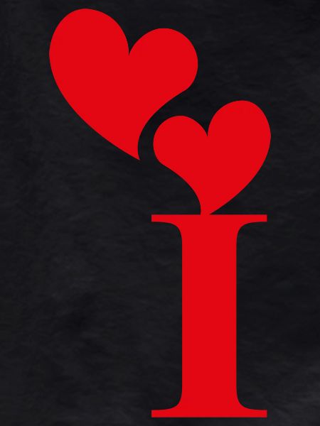 Letter i red heart