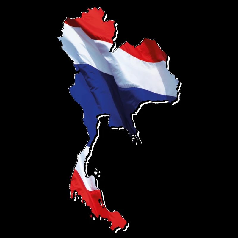 Drapeau de la Thaïlande sur la carte de la Thaïlande