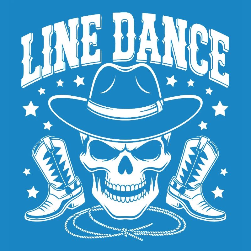 Line Dance Skull with Stetson and Boots and Lasso