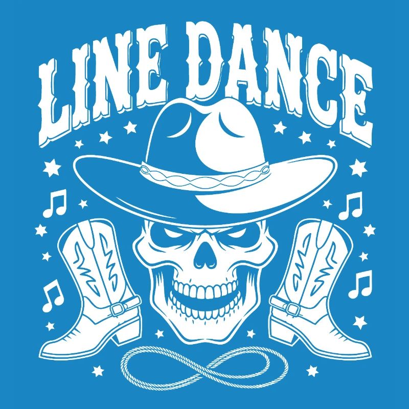 Line Dance Skull with Stetson and Boots and Lasso