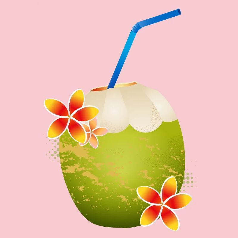 Cocktail de noix de coco décoré avec fleur & paille