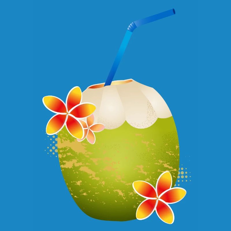 Cocktail de noix de coco décoré avec fleur & paille