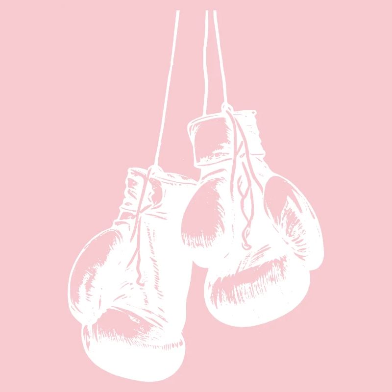Hanging white boxing gloves design. Logo Design