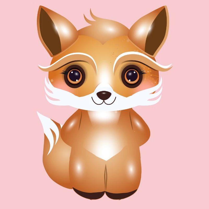cute fox in kawaii comic style
