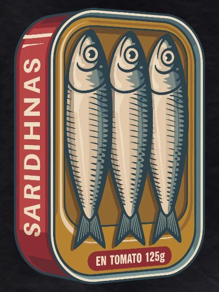 Retro sardines tin with tomatoes