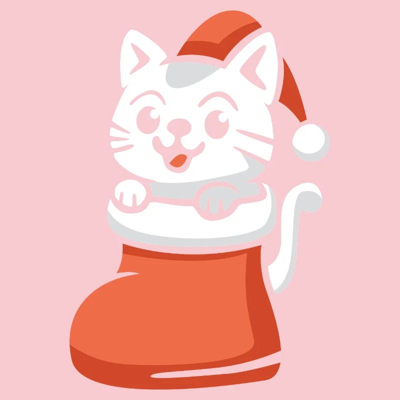 Chat de Noël mignon en bas de Noël dessin animé