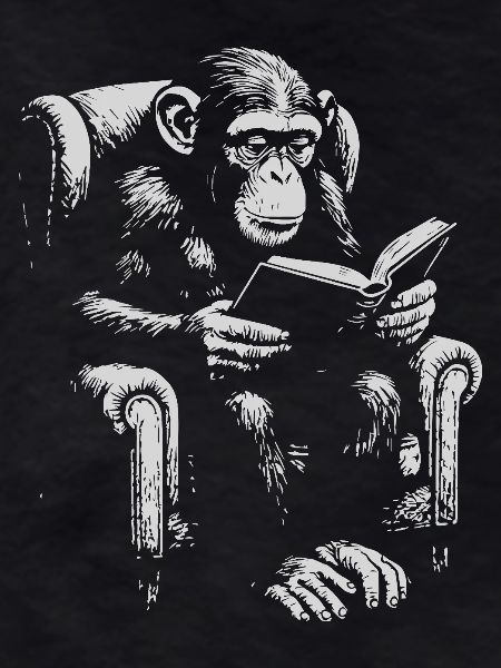 Ape Reading in Armchair