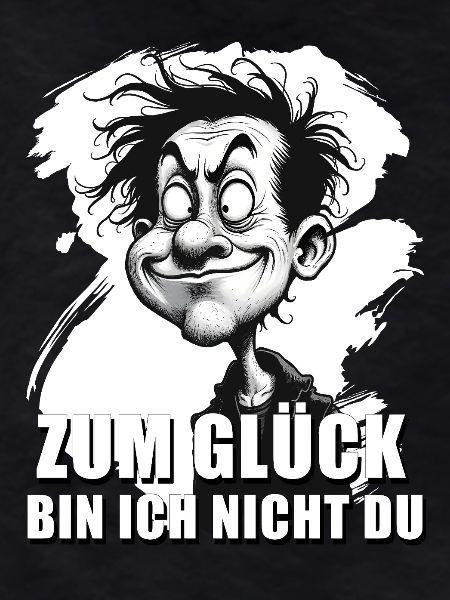 Caricature with "Fortunately..." quote