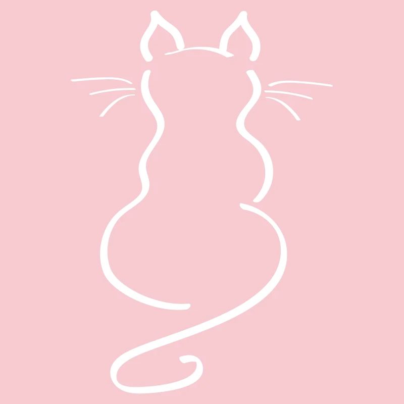 Cat Minimalist Line Back Plain Thick
