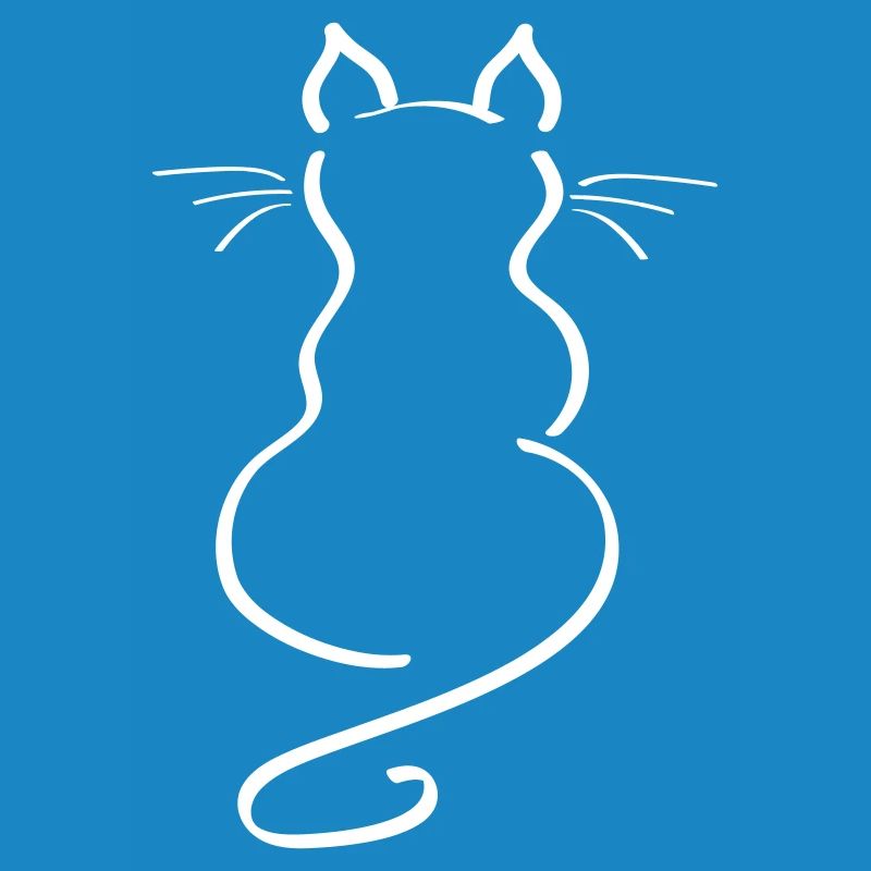 Cat Minimalist Line Back Plain Thick