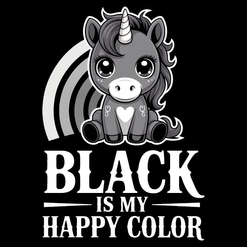 Le noir est ma licorne de couleur joyeuse