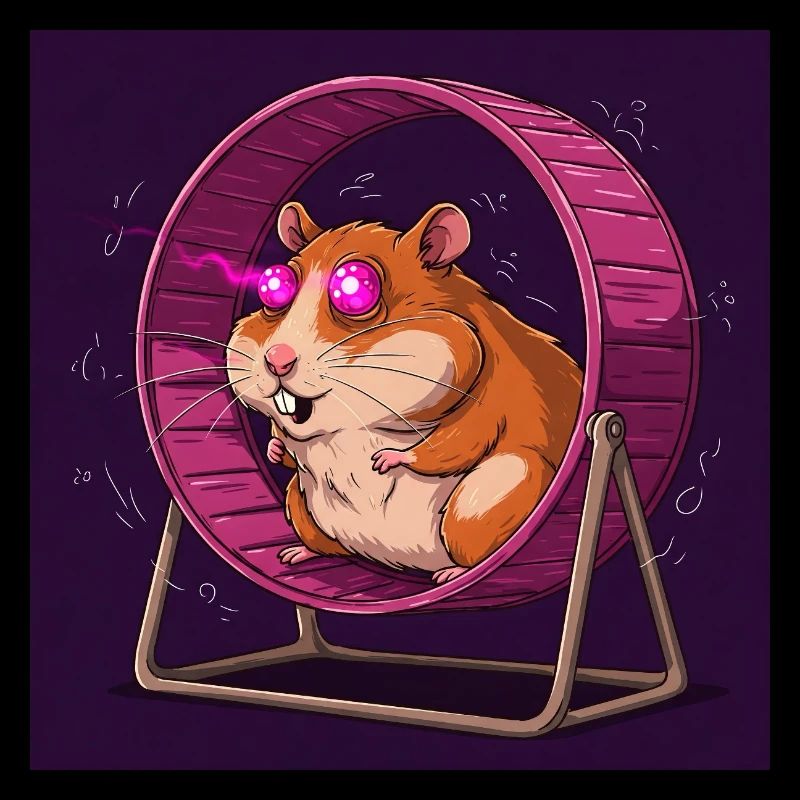 Lustiges Hamster im Hamsterrad - Comic Vibes