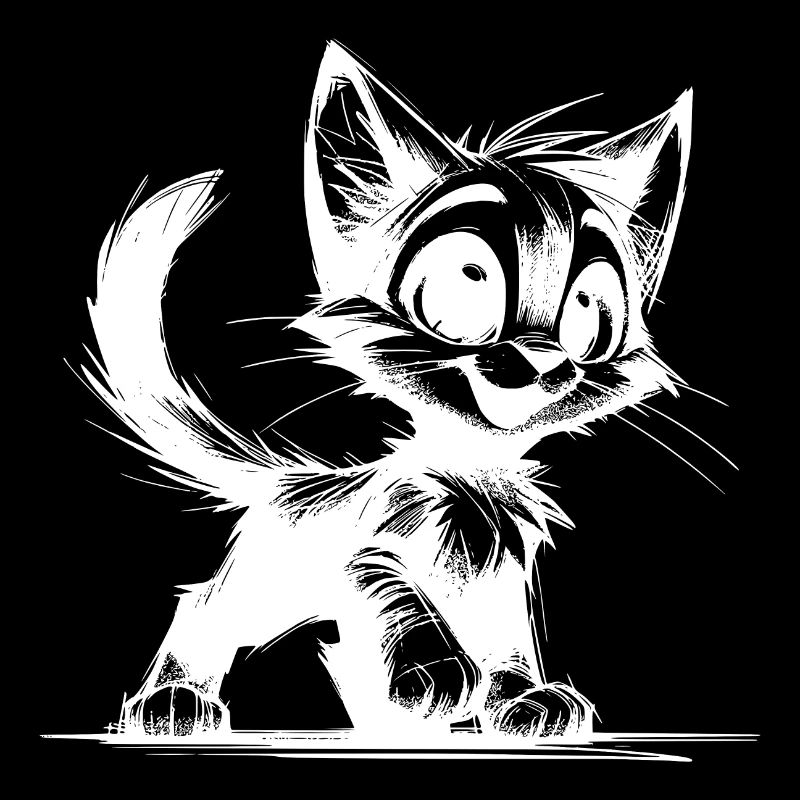 Smiling Cat House Tiger Kids Drawing