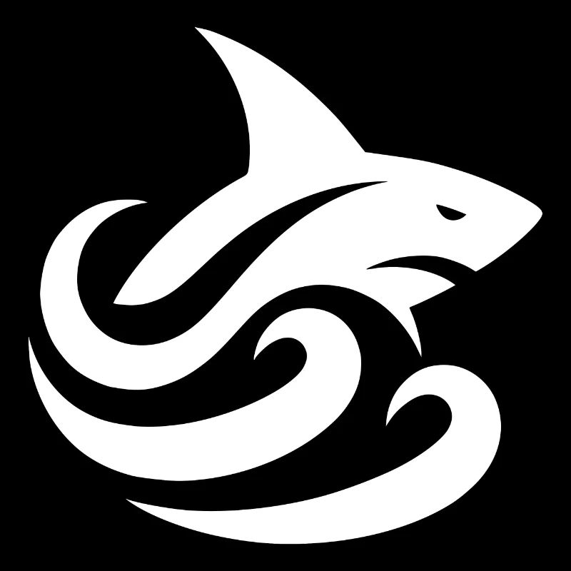requin dans les vagues tatouage style logo