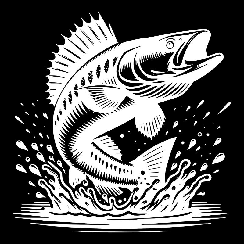 Springender Zander aus dem Wasser Splash