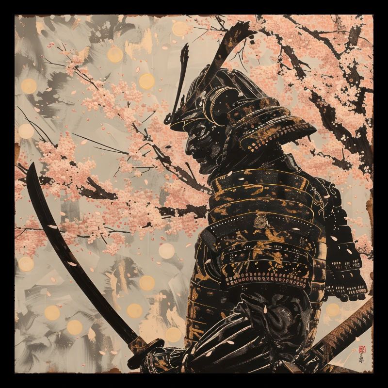 Japanese, Samurai, Cherry Blossom, Art, Ukiyo-E