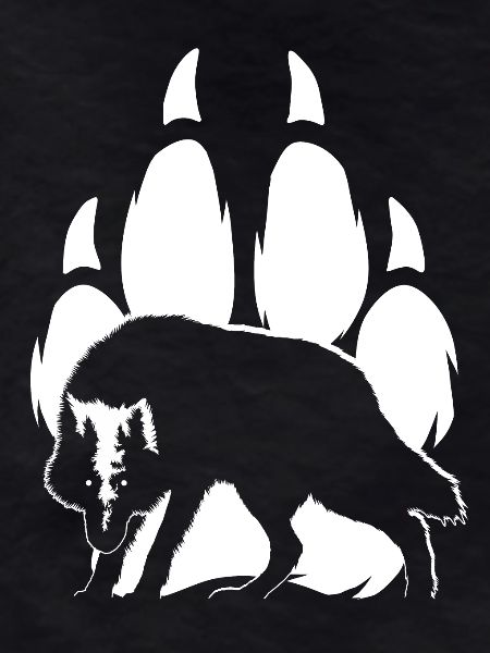 Wolf silhouette and paw
