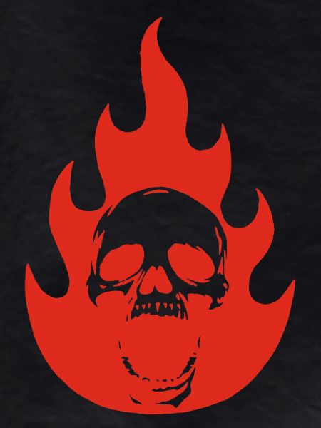 Skull and red flame