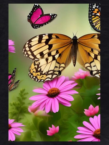 Fleurs et papillon