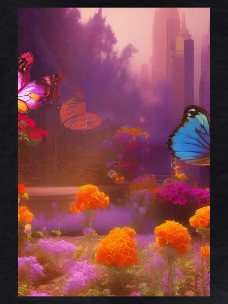 Fleurs et papillon
