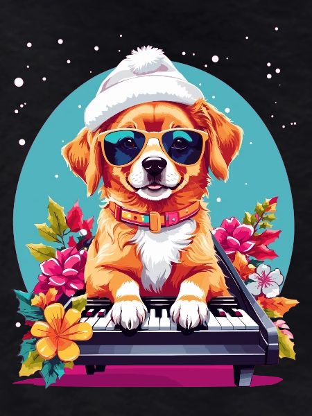 Dog with Piano