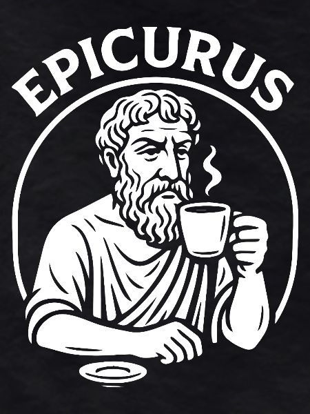 Epicurus Coffee Cup Philosophy Tee