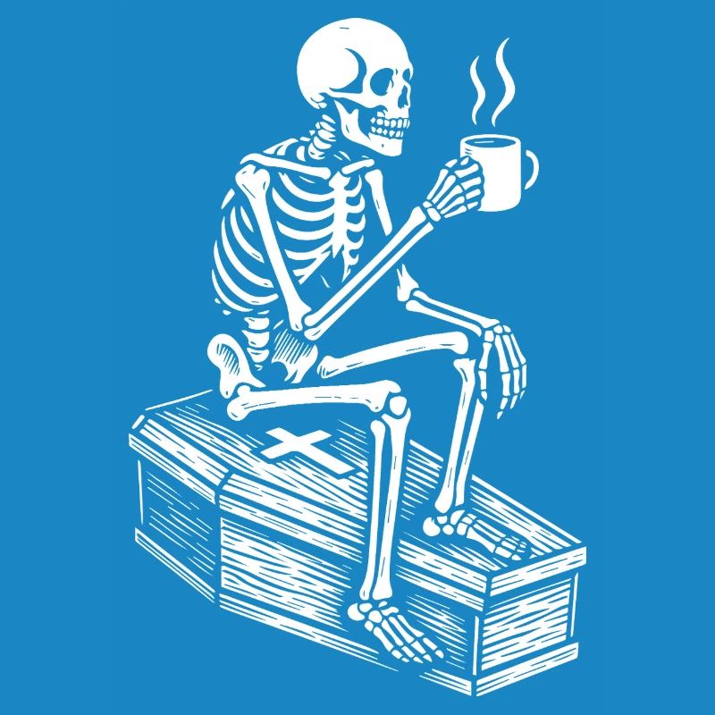 Skeleton drinking espresso