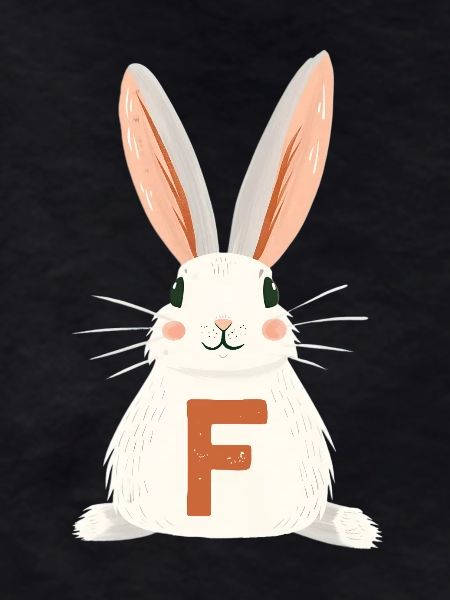 F Letter - Bunny - Customizable