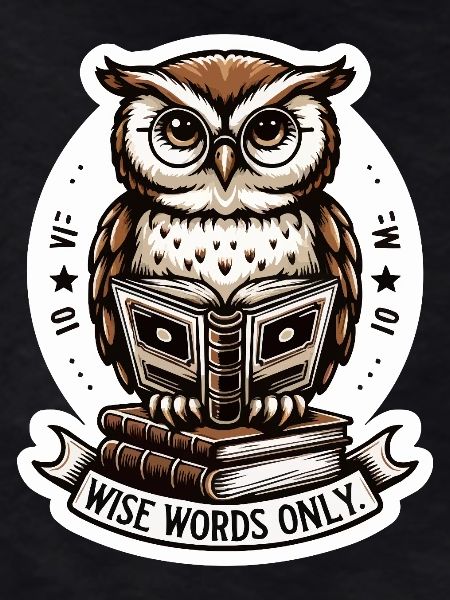 Wise owl reading book