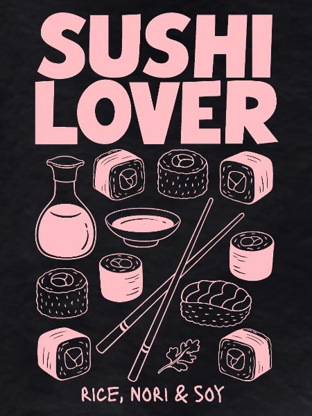 Sushi Lover Pink Neon Illustration