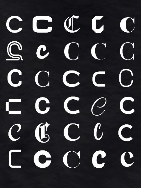 Typografie C-Glyphen-Monogramm-Satz