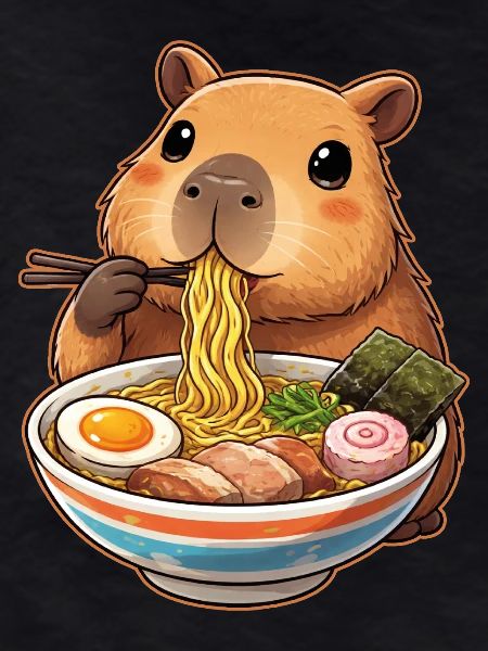Capybara Eats Ramen Noodles