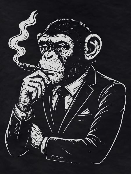 Cigar Monkey in Suit Retro