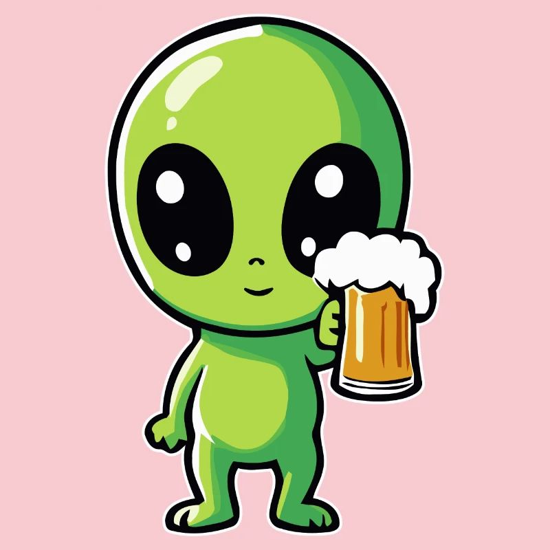 Alien with beer