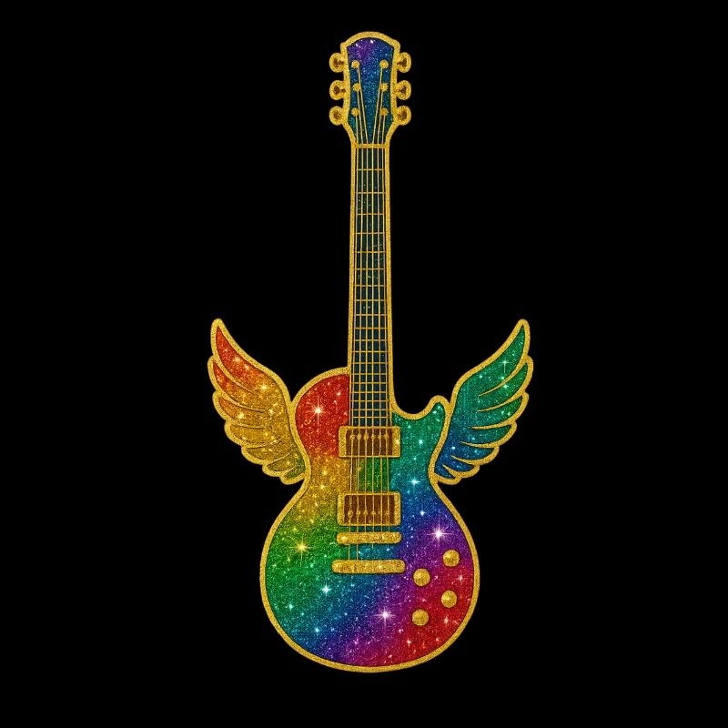Guitare Galaxy avec ailes d’ange