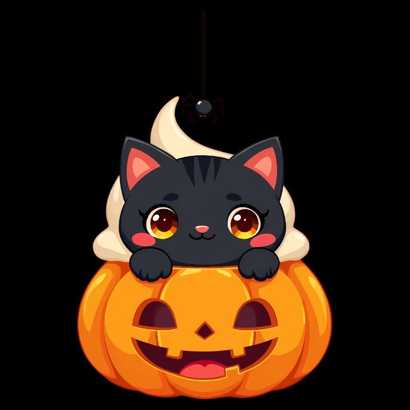 Halloween Cat with Halloween Pumpkin