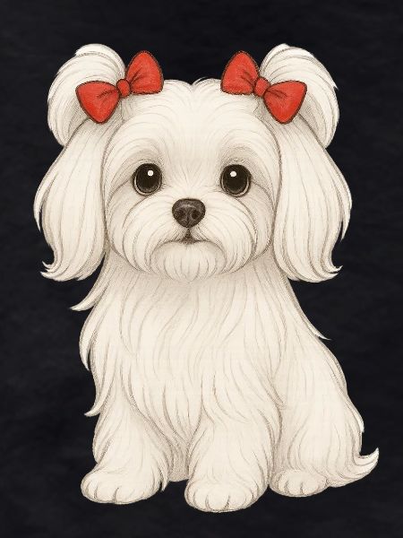 Maltese dog with red bows