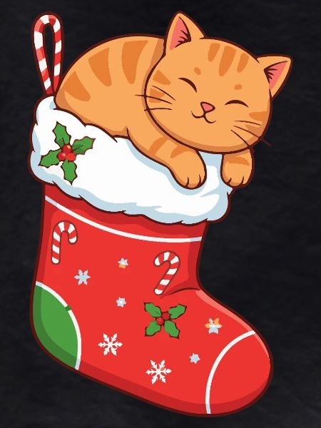 Cuddly cat in festive boots
