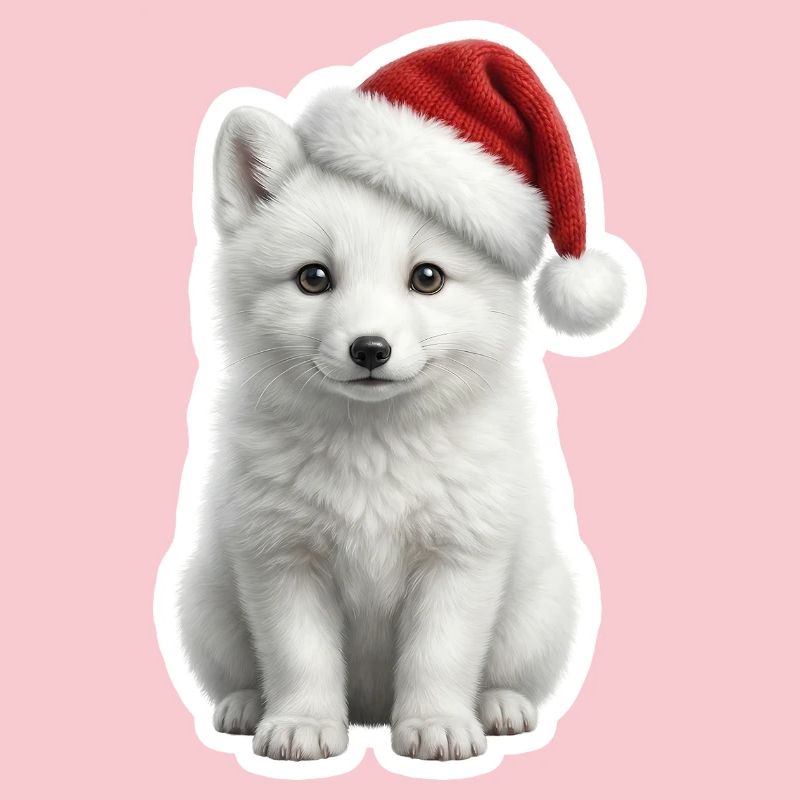 White arctic fox in deep snow