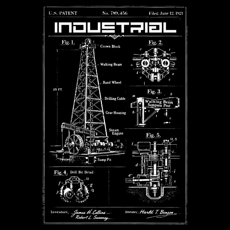 Industrieller Bauplan: Ölplattformmechanik