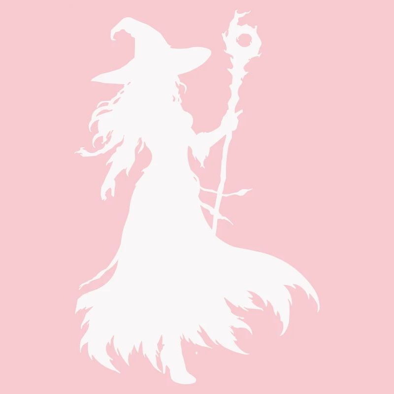 Witches silhouette with staff