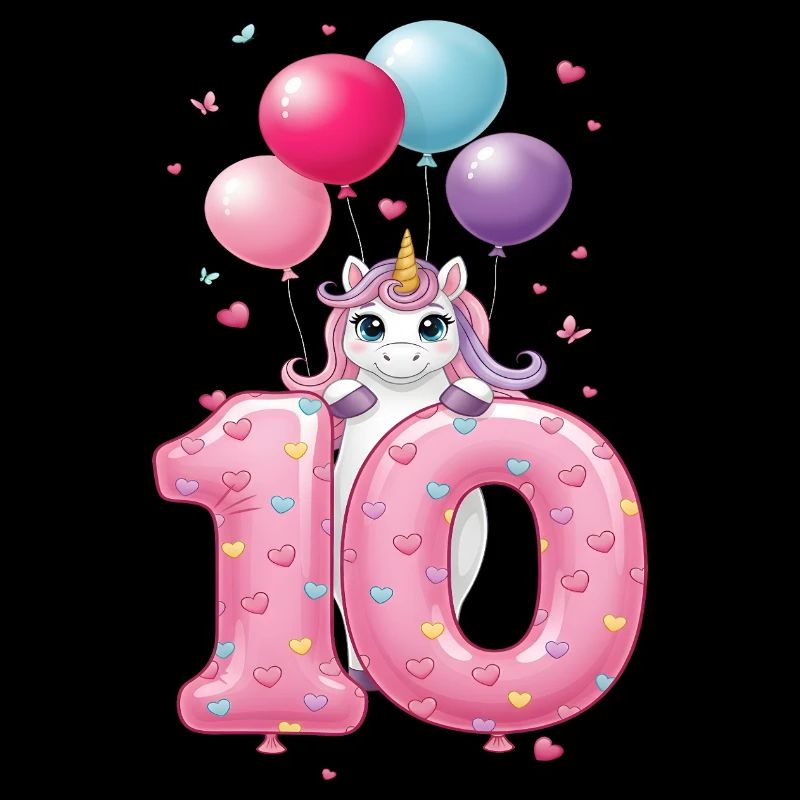 10 Jahre Mädchen Süßes Einhorn 10. Geburtstag