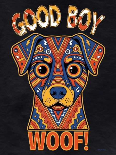 Buntes Retro-Hunde-Abschieds-Wuff-Design.