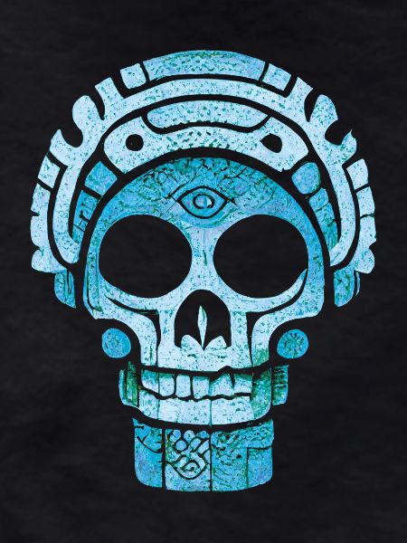 Blue Mayan skull